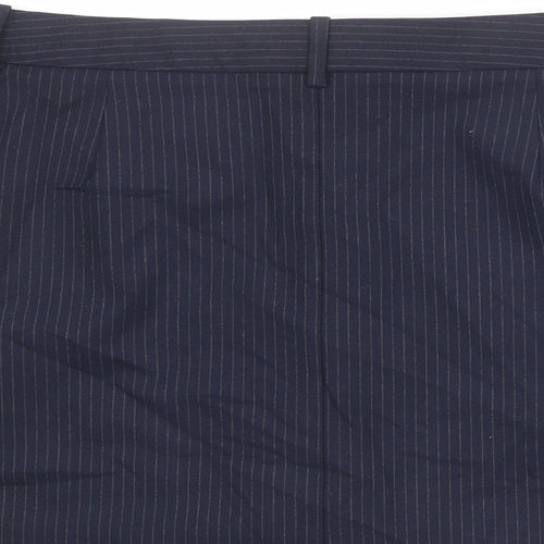 Marks and Spencer Womens Blue Striped Polyester A-Line Skirt Size 18 Zip
