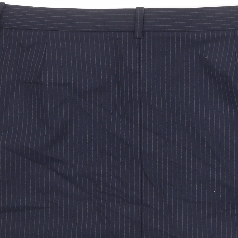 Marks and Spencer Womens Blue Striped Polyester A-Line Skirt Size 18 Zip