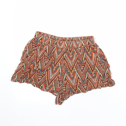 Divided by H&M Womens Multicoloured Geometric Viscose Basic Shorts Size 10 Regular Pull On