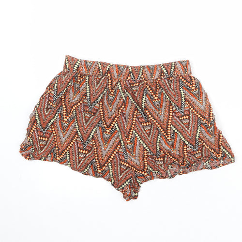 Divided by H&M Womens Multicoloured Geometric Viscose Basic Shorts Size 10 Regular Pull On