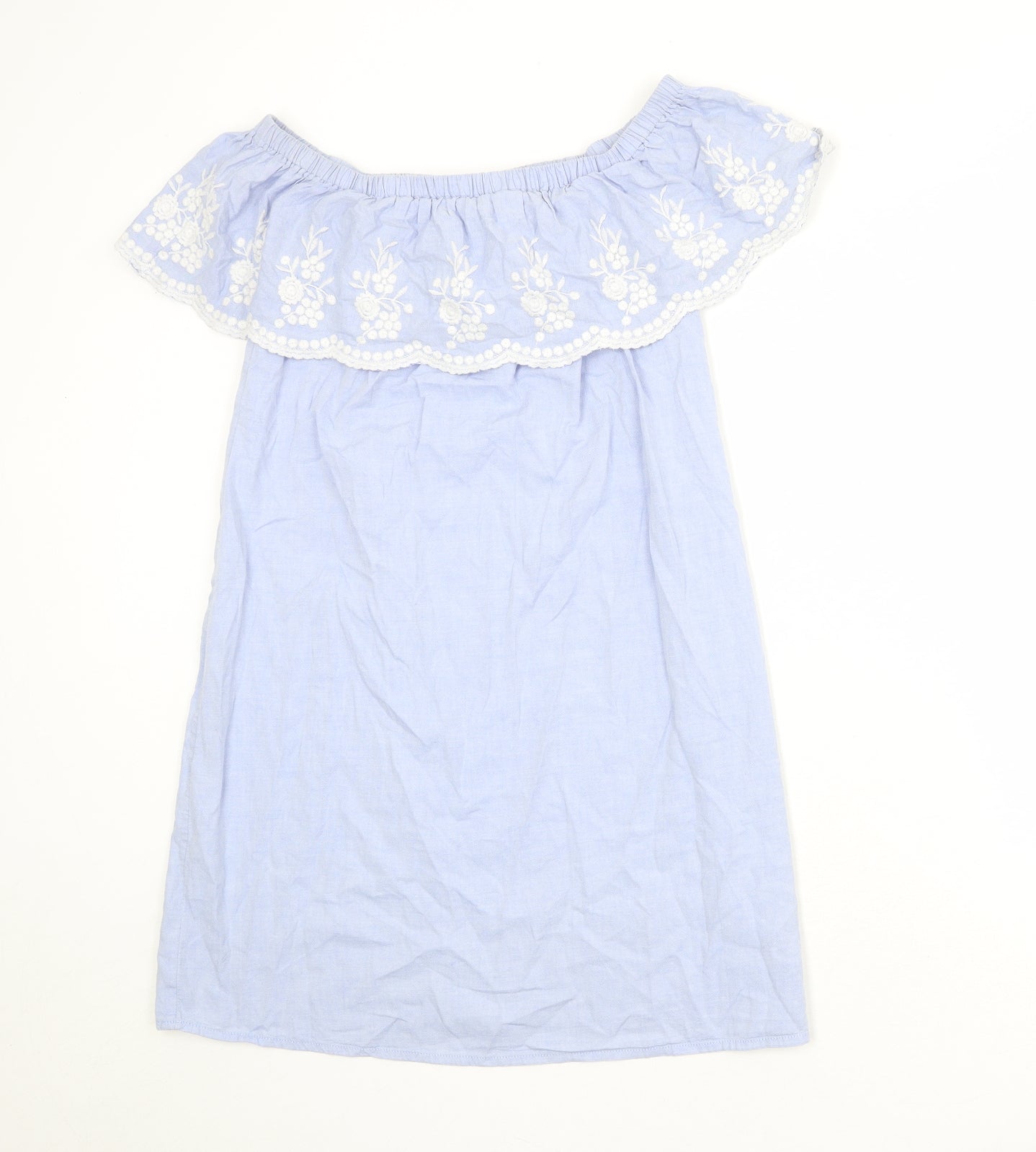 Dorothy Perkins Womens Blue Floral Polyester A-Line Size 10 Off the Shoulder Pullover