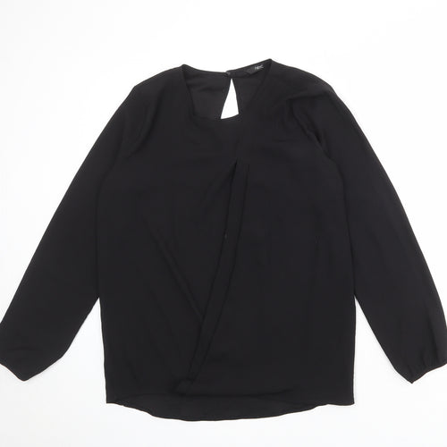 NEXT Womens Black Polyester Basic Blouse Size 16 Round Neck