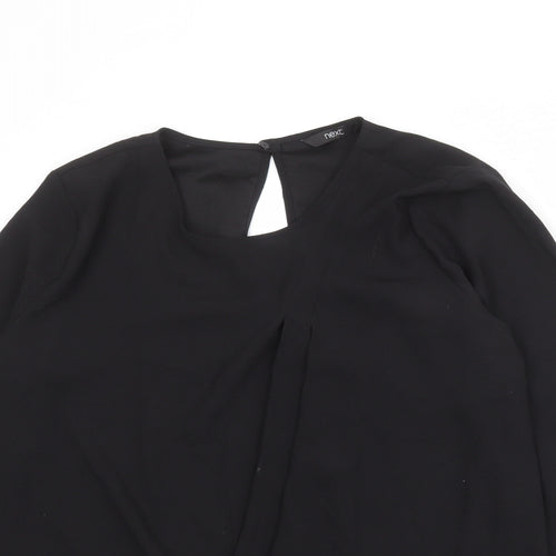 NEXT Womens Black Polyester Basic Blouse Size 16 Round Neck