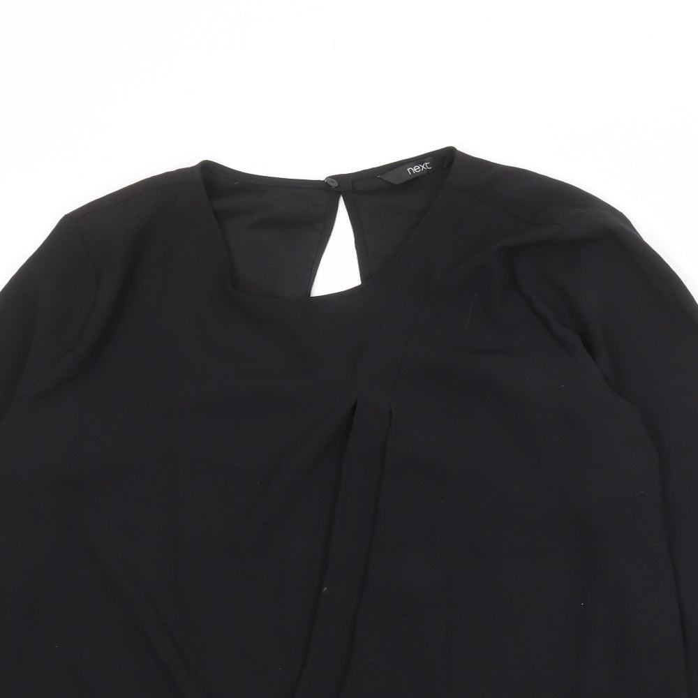 NEXT Womens Black Polyester Basic Blouse Size 16 Round Neck