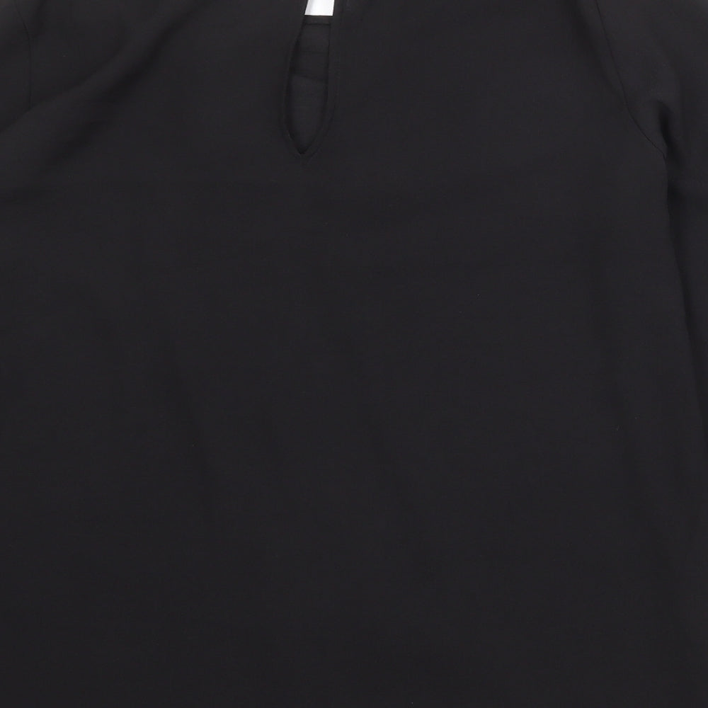 NEXT Womens Black Polyester Basic Blouse Size 16 Round Neck