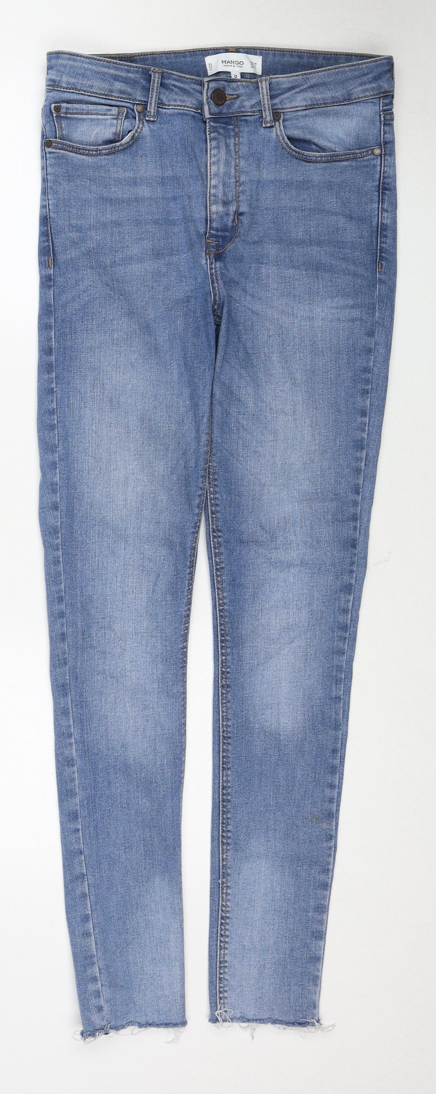 Mango Womens Blue Cotton Skinny Jeans Size 10 Regular Zip