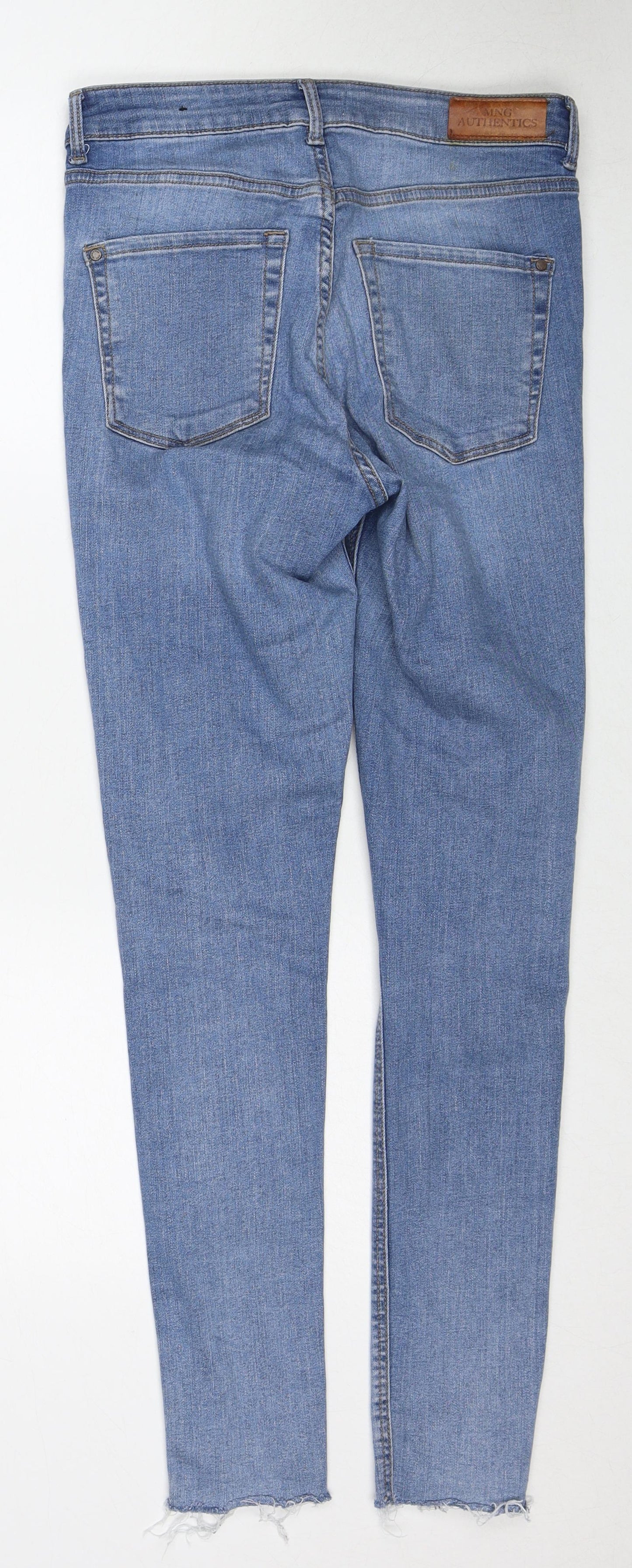 Mango Womens Blue Cotton Skinny Jeans Size 10 Regular Zip