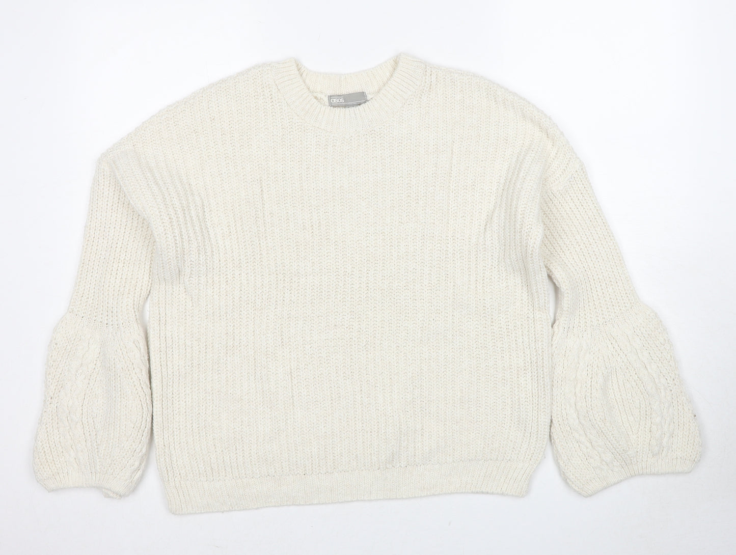 ASOS Womens White Round Neck Polyester Pullover Jumper Size 8