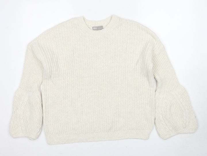 ASOS Womens White Round Neck Polyester Pullover Jumper Size 8