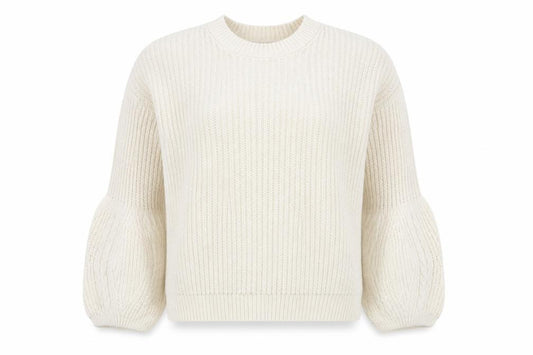 Front view of ASOS women’s white round neck polyester jumper, size UK 8