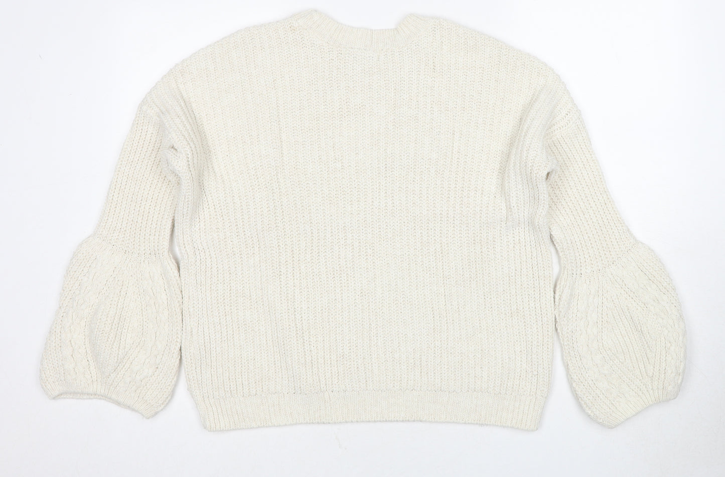 ASOS Womens White Round Neck Polyester Pullover Jumper Size 8