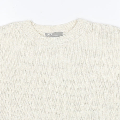 ASOS Womens White Round Neck Polyester Pullover Jumper Size 8