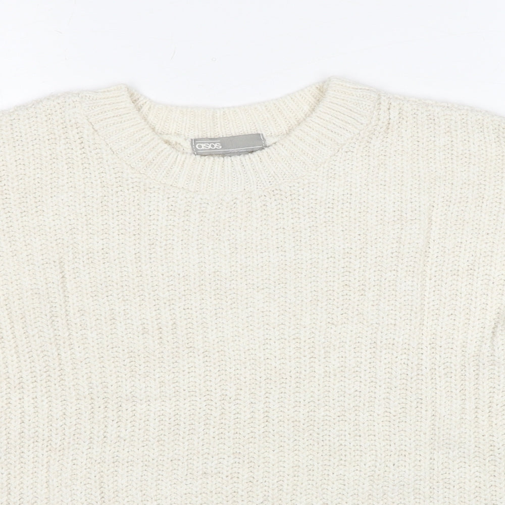 ASOS Womens White Round Neck Polyester Pullover Jumper Size 8