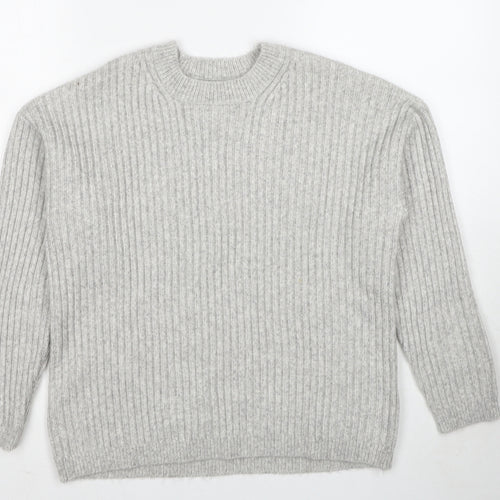 Marks and Spencer Womens Grey Round Neck Polyester Pullover Jumper Size M