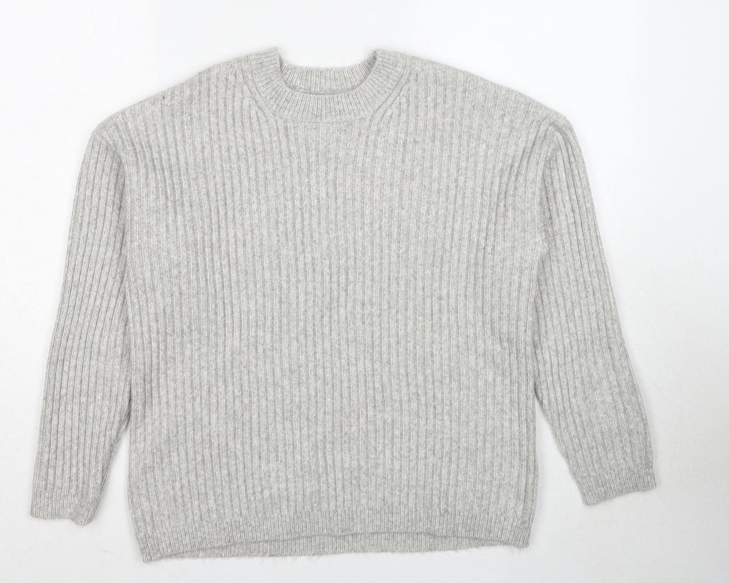 Marks and Spencer Womens Grey Round Neck Polyester Pullover Jumper Size M