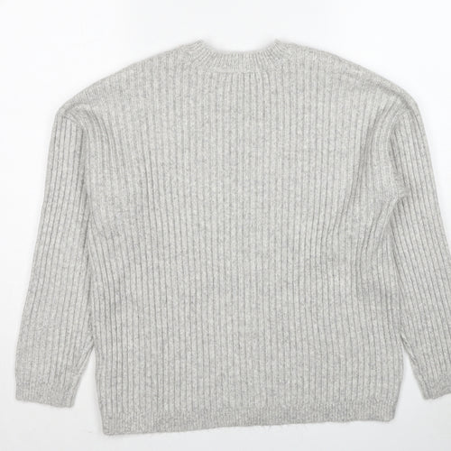Marks and Spencer Womens Grey Round Neck Polyester Pullover Jumper Size M