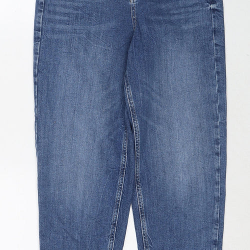 Marks and Spencer Womens Blue Cotton Mom Jeans Size 8 Regular Zip