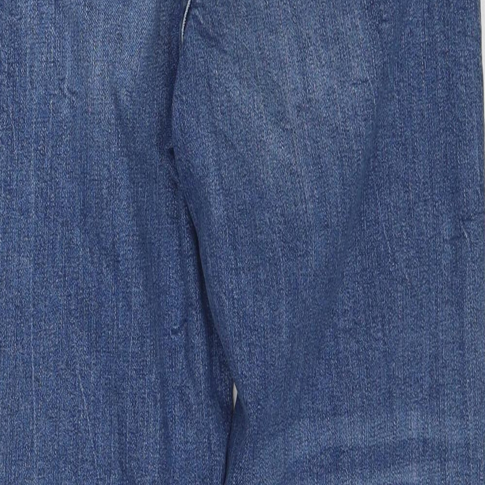 Marks and Spencer Womens Blue Cotton Mom Jeans Size 8 Regular Zip