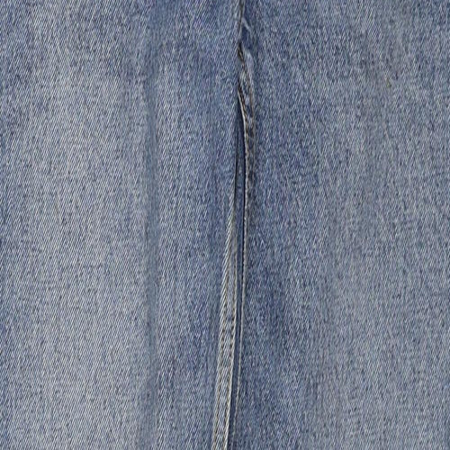 Topshop Womens Blue Cotton Straight Jeans Size 25 in L32 in Regular Zip - Open Knee