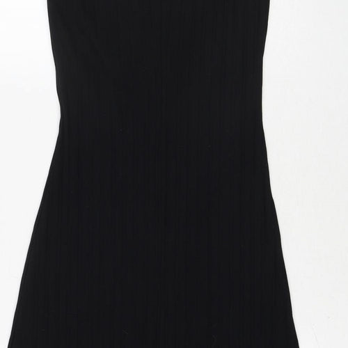 Zara Womens Black Cotton Tank Dress Size S Square Neck Pullover
