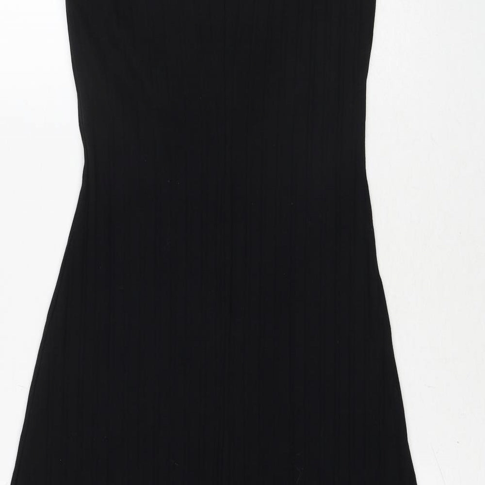 Zara Womens Black Cotton Tank Dress Size S Square Neck Pullover