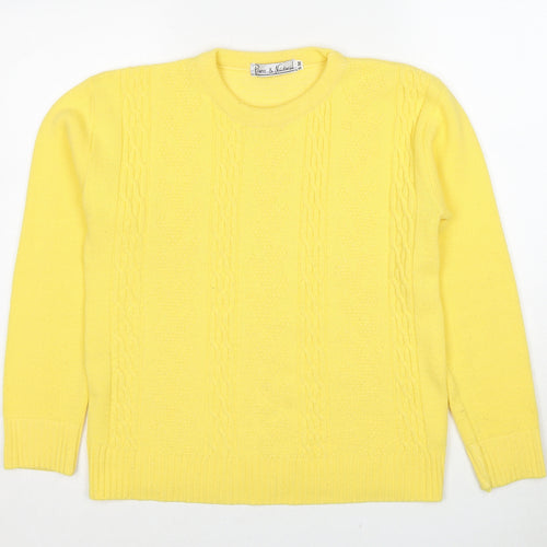 Pure & Natural Womens Yellow Round Neck Acrylic Pullover Jumper Size S - Size S-M
