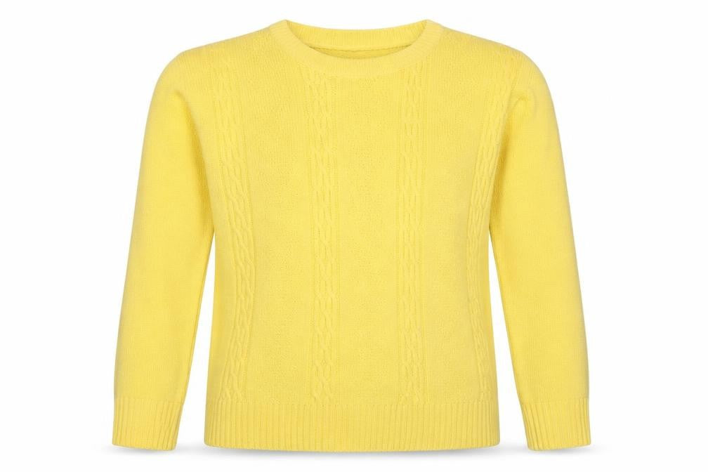 Pure & Natural Womens Yellow Round Neck Acrylic Pullover Jumper Size S - Size S-M