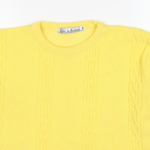 Pure & Natural Womens Yellow Round Neck Acrylic Pullover Jumper Size S - Size S-M