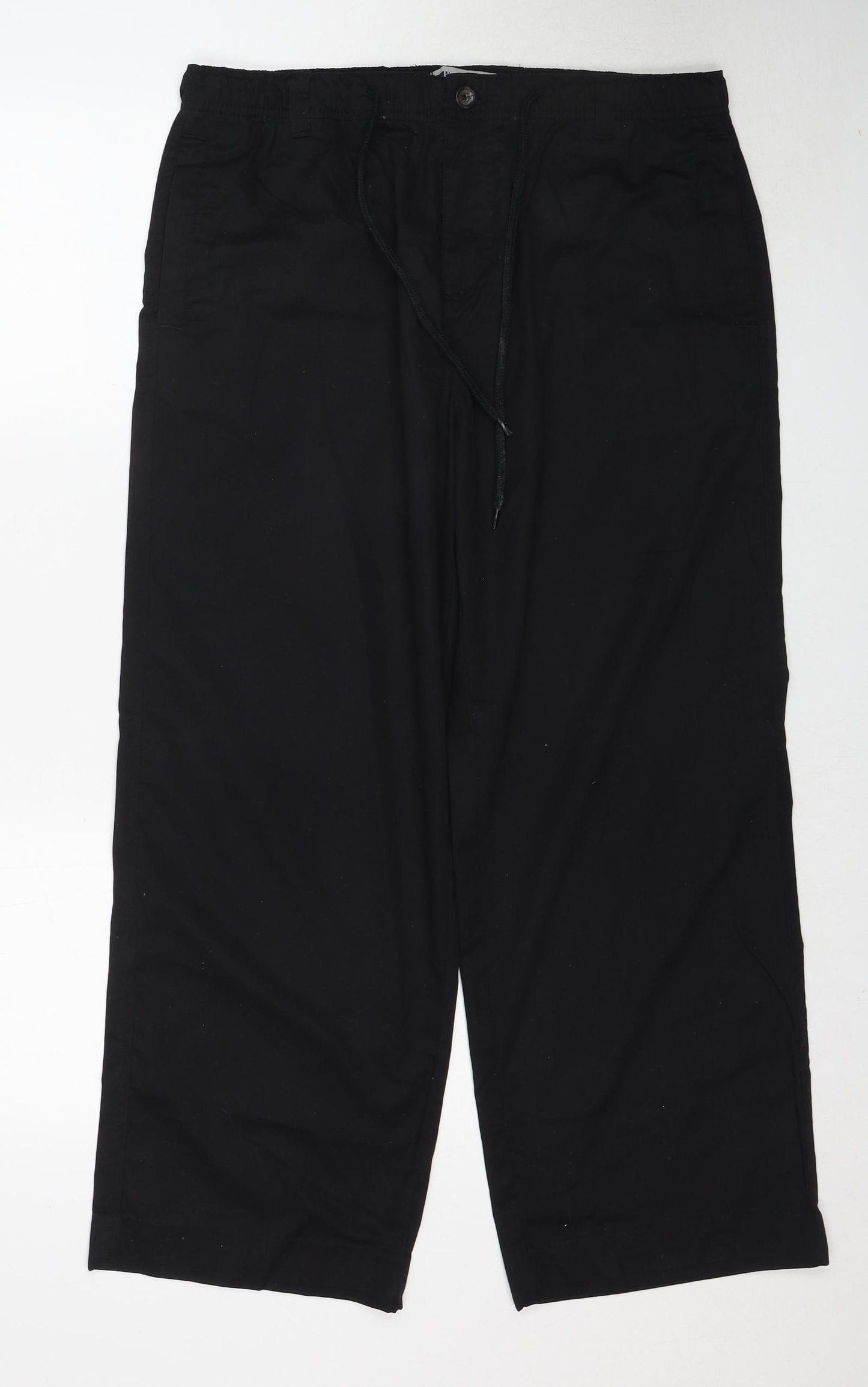 Headland Mens Black Cotton Trousers Size 36 in Regular Zip