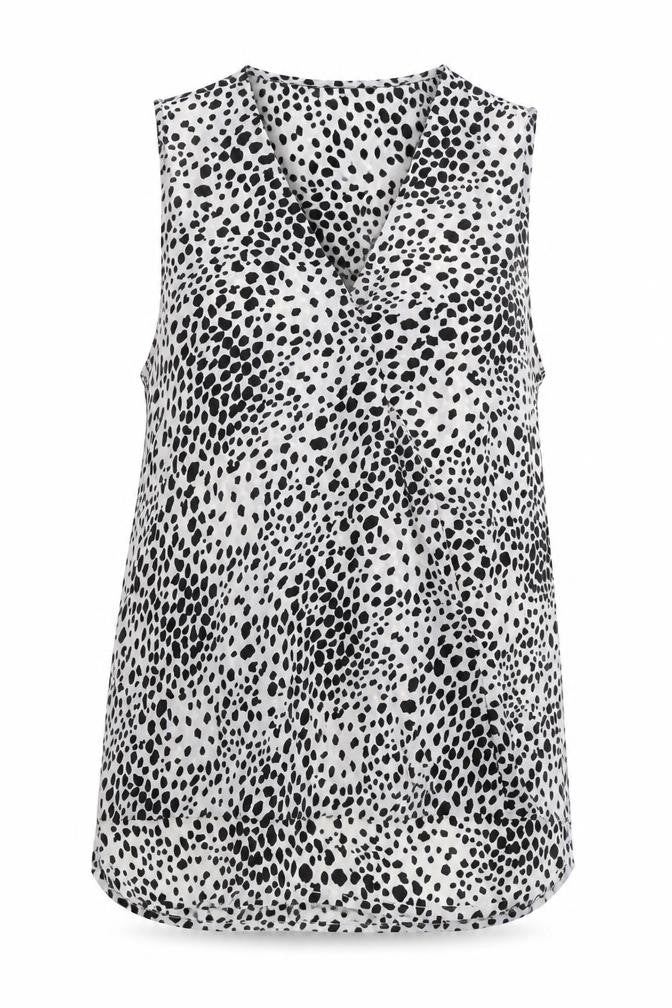 Front view of Adrianna Papell women’s multicoloured geometric polyester basic tank, size L, v-neck