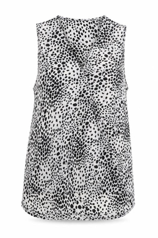 Front view of Adrianna Papell women’s multicoloured geometric polyester basic tank, size L, v-neck