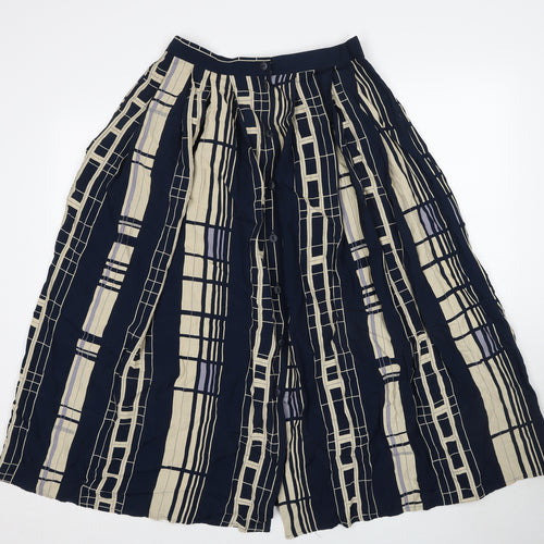 Klass Womens Blue Geometric Viscose Swing Skirt Size 14 Button