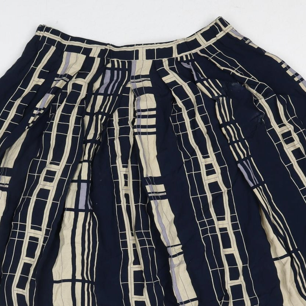 Klass Womens Blue Geometric Viscose Swing Skirt Size 14 Button