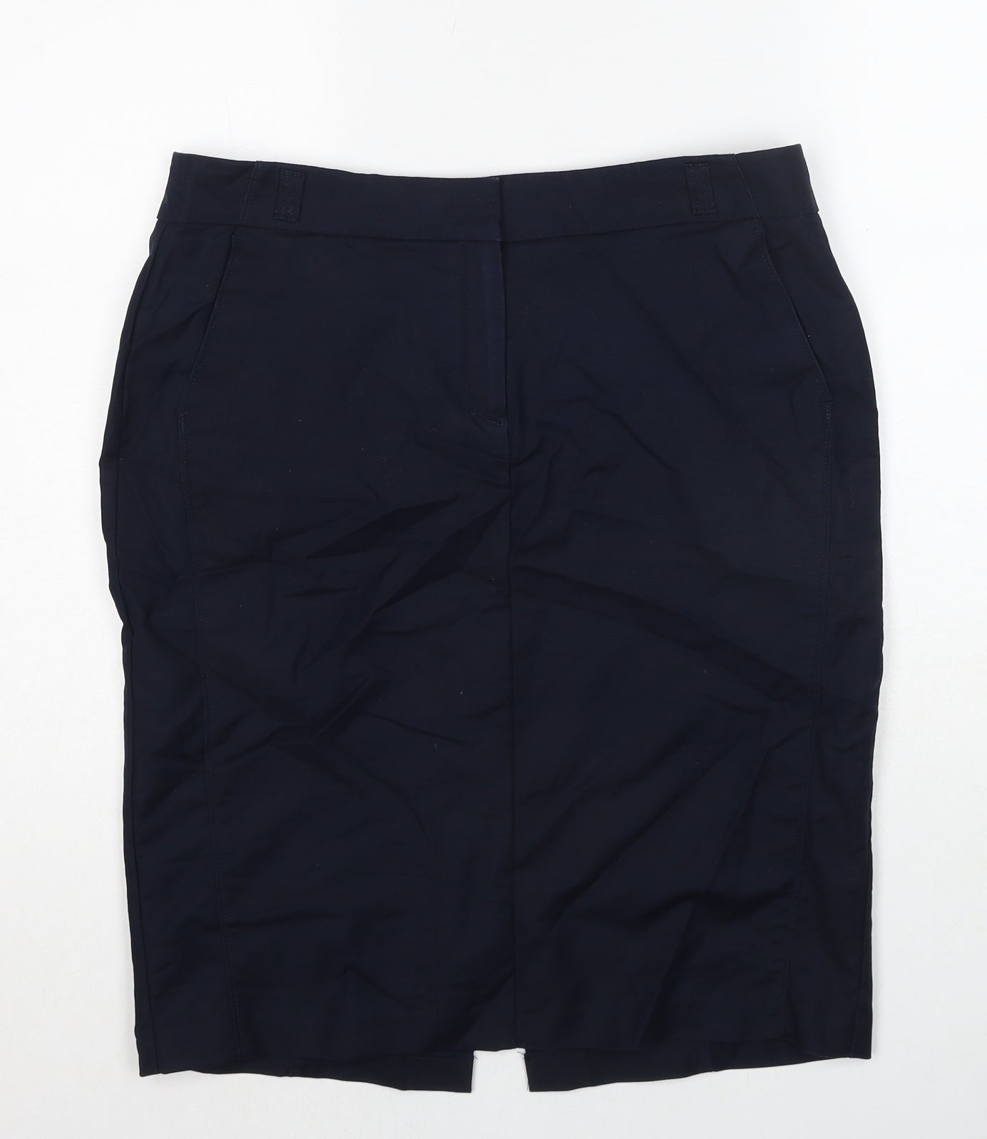 Autograph Womens Blue Cotton A-Line Skirt Size 14 Zip