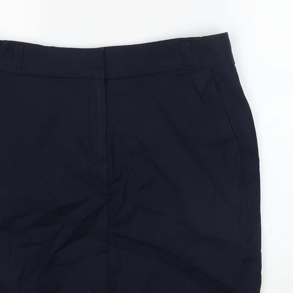 Autograph Womens Blue Cotton A-Line Skirt Size 14 Zip