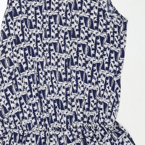 Brave Soul Womens Blue Geometric Polyester Bodysuit One-Piece Size M Pullover