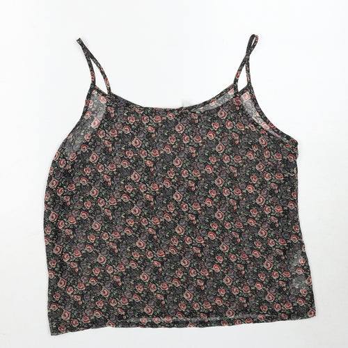 New Look Womens Multicoloured Floral Polyester Basic Tank Size 12 Round Neck