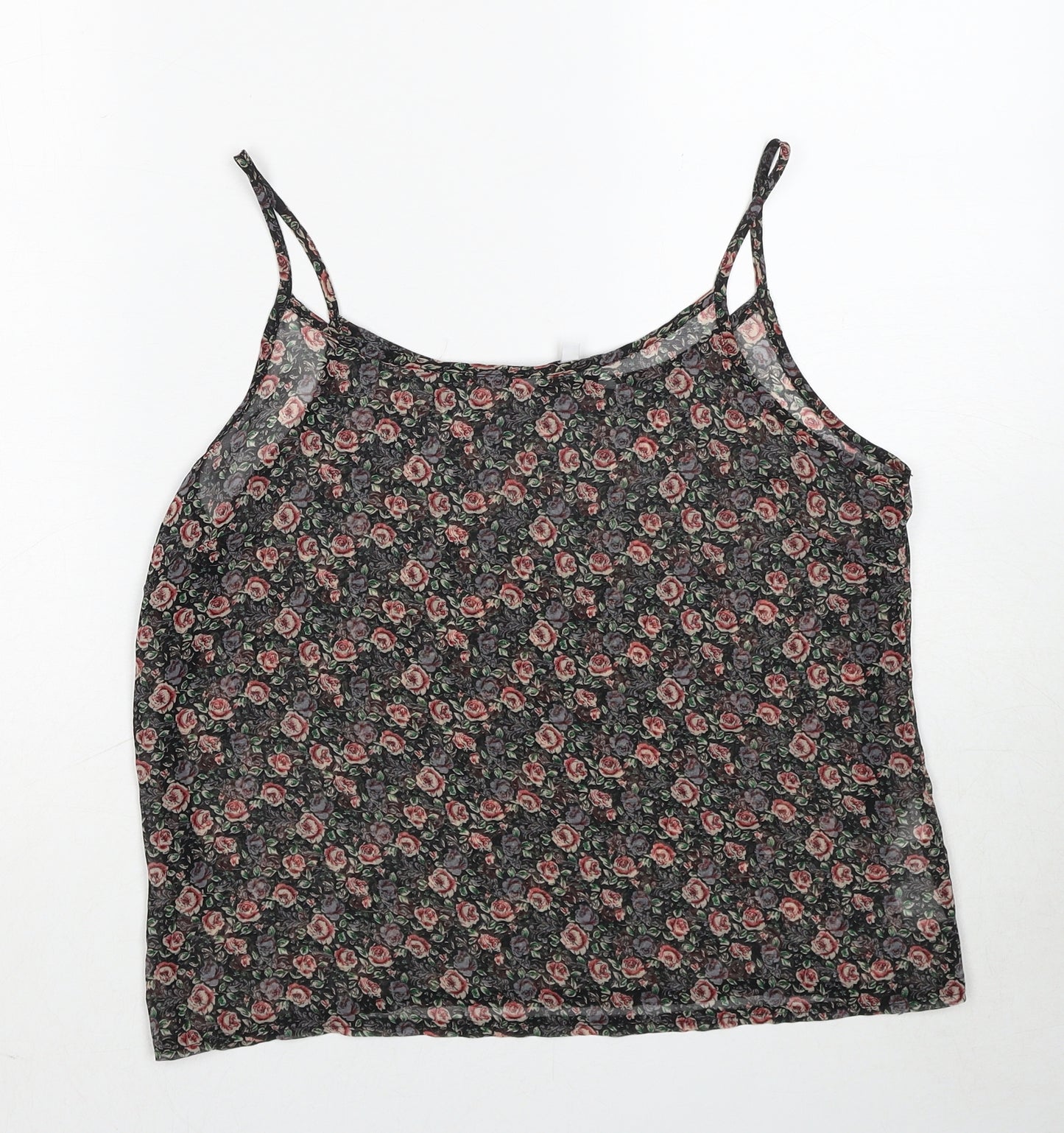 New Look Womens Multicoloured Floral Polyester Basic Tank Size 12 Round Neck