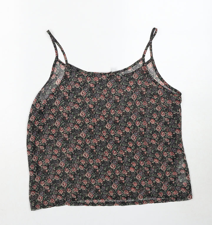 New Look Womens Multicoloured Floral Polyester Basic Tank Size 12 Round Neck
