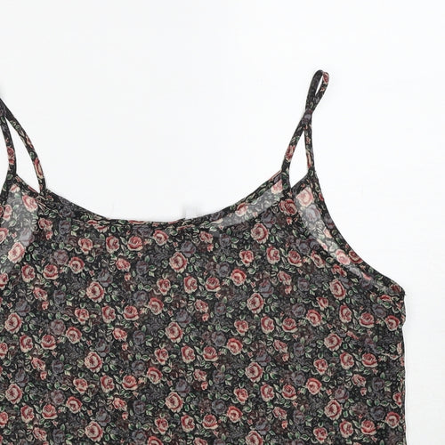 New Look Womens Multicoloured Floral Polyester Basic Tank Size 12 Round Neck