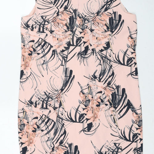NEXT Womens Pink Floral Polyester Tank Dress Size 12 V-Neck Pullover