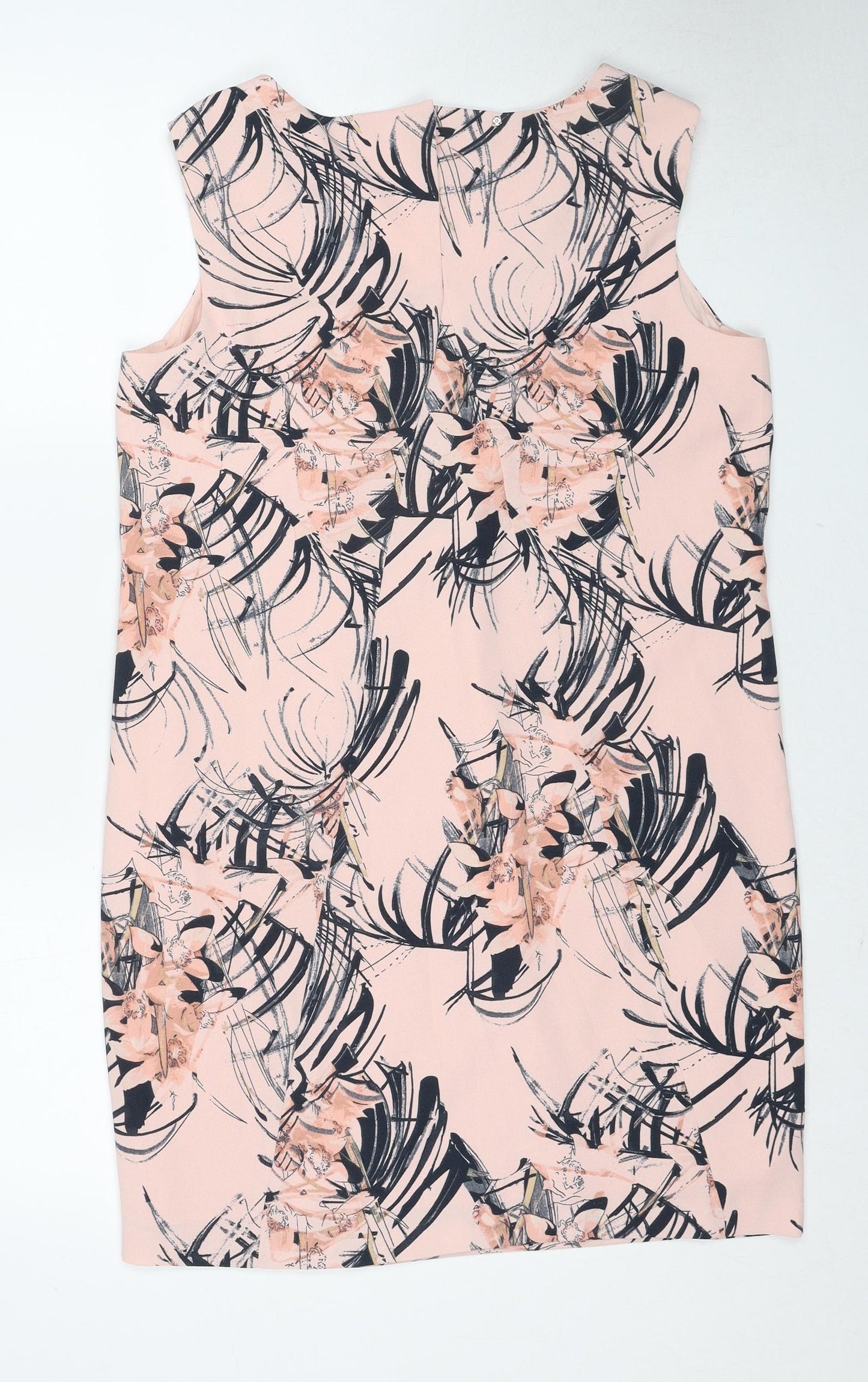 NEXT Womens Pink Floral Polyester Tank Dress Size 12 V-Neck Pullover