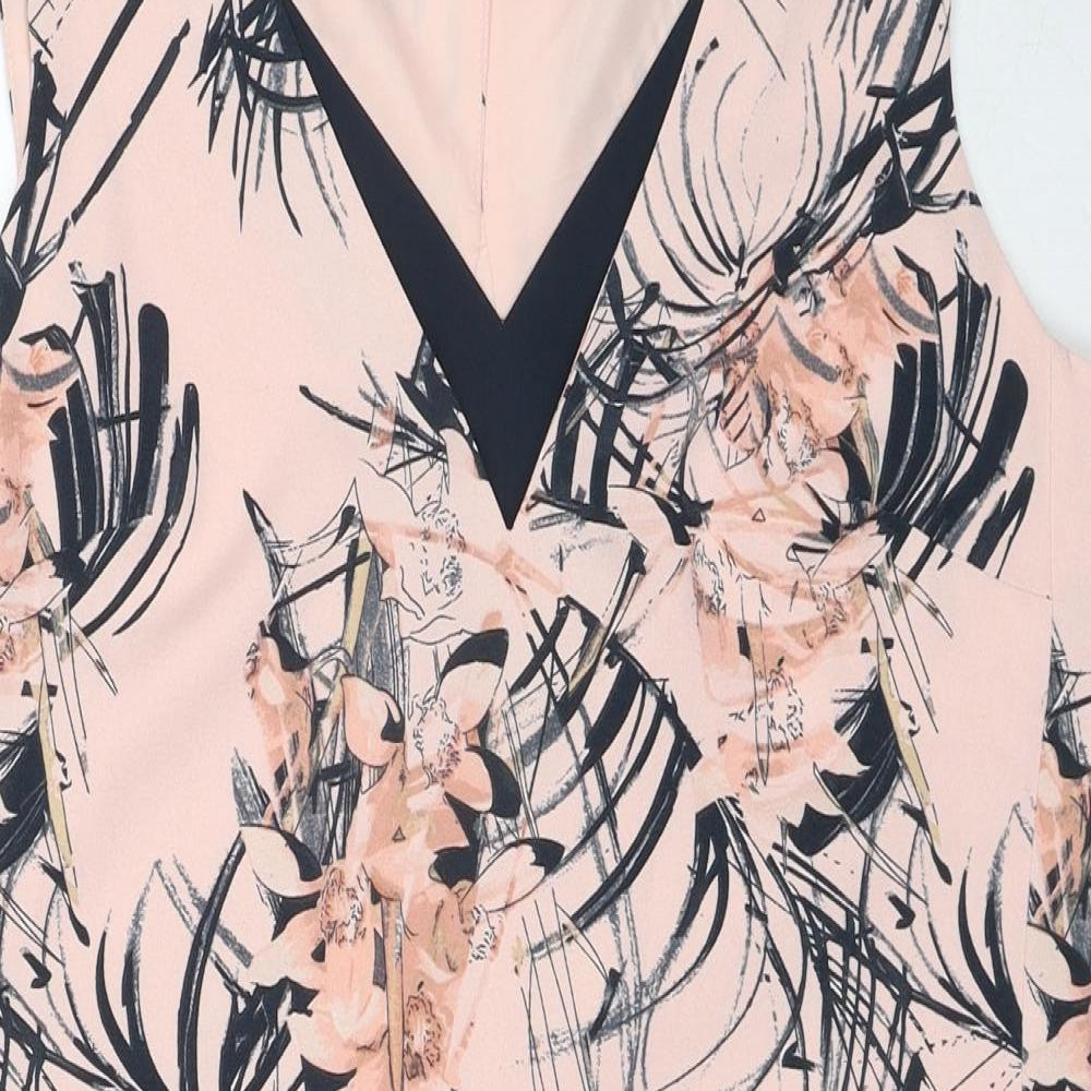 NEXT Womens Pink Floral Polyester Tank Dress Size 12 V-Neck Pullover