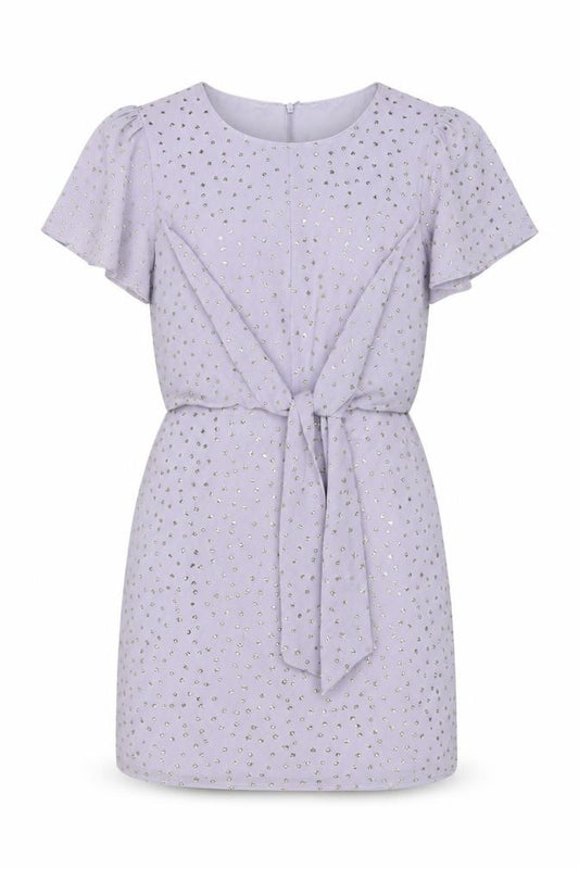 Front view of Oasis women’s purple polyester shift, size UK 8, round neck zip