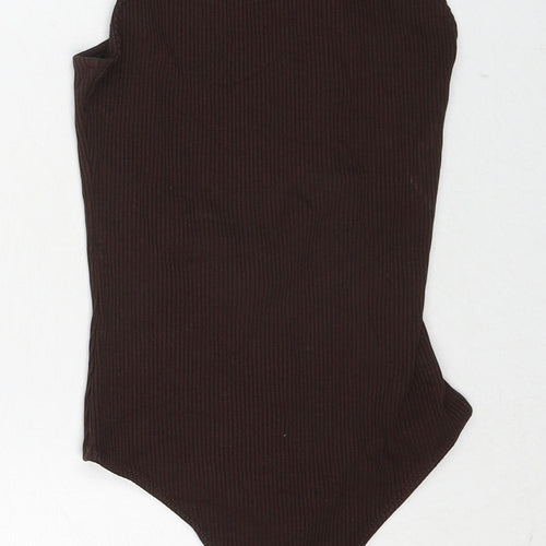 H&M Womens Brown Viscose Playsuit One-Piece Size S Snap
