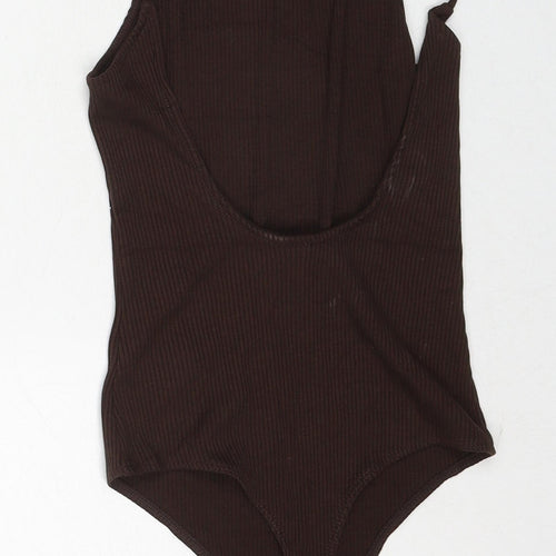 H&M Womens Brown Viscose Playsuit One-Piece Size S Snap