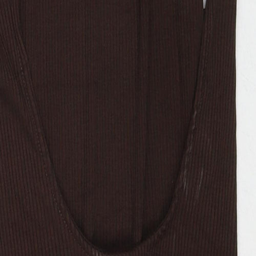 H&M Womens Brown Viscose Playsuit One-Piece Size S Snap