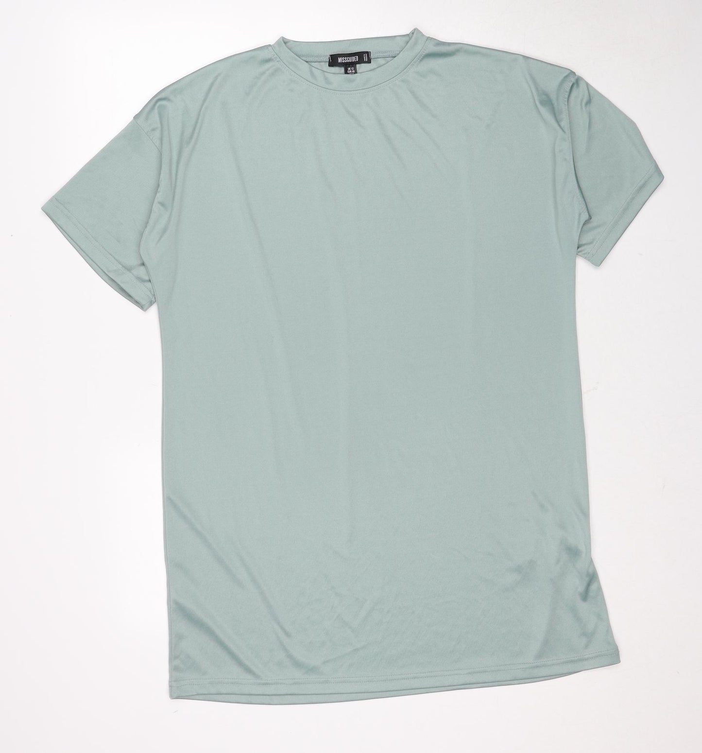 Missguided Womens Blue Polyester Basic T-Shirt Size 12 Crew Neck