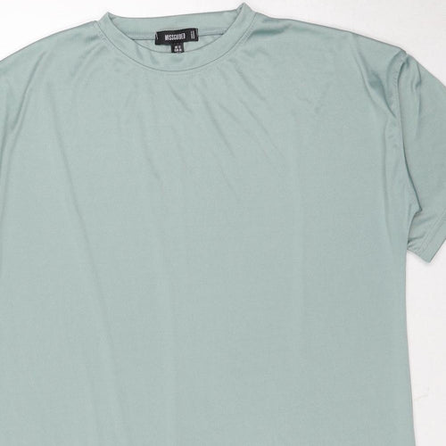 Missguided Womens Blue Polyester Basic T-Shirt Size 12 Crew Neck