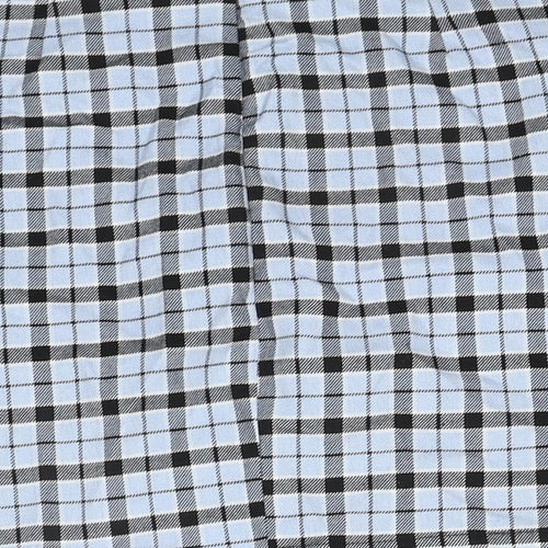 Bershka Womens Blue Plaid Polyester A-Line Skirt Size S Zip